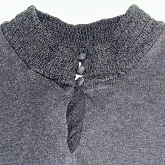 J. Jill Smocked Neck Blouse size XL Black - Picture 3 of 8